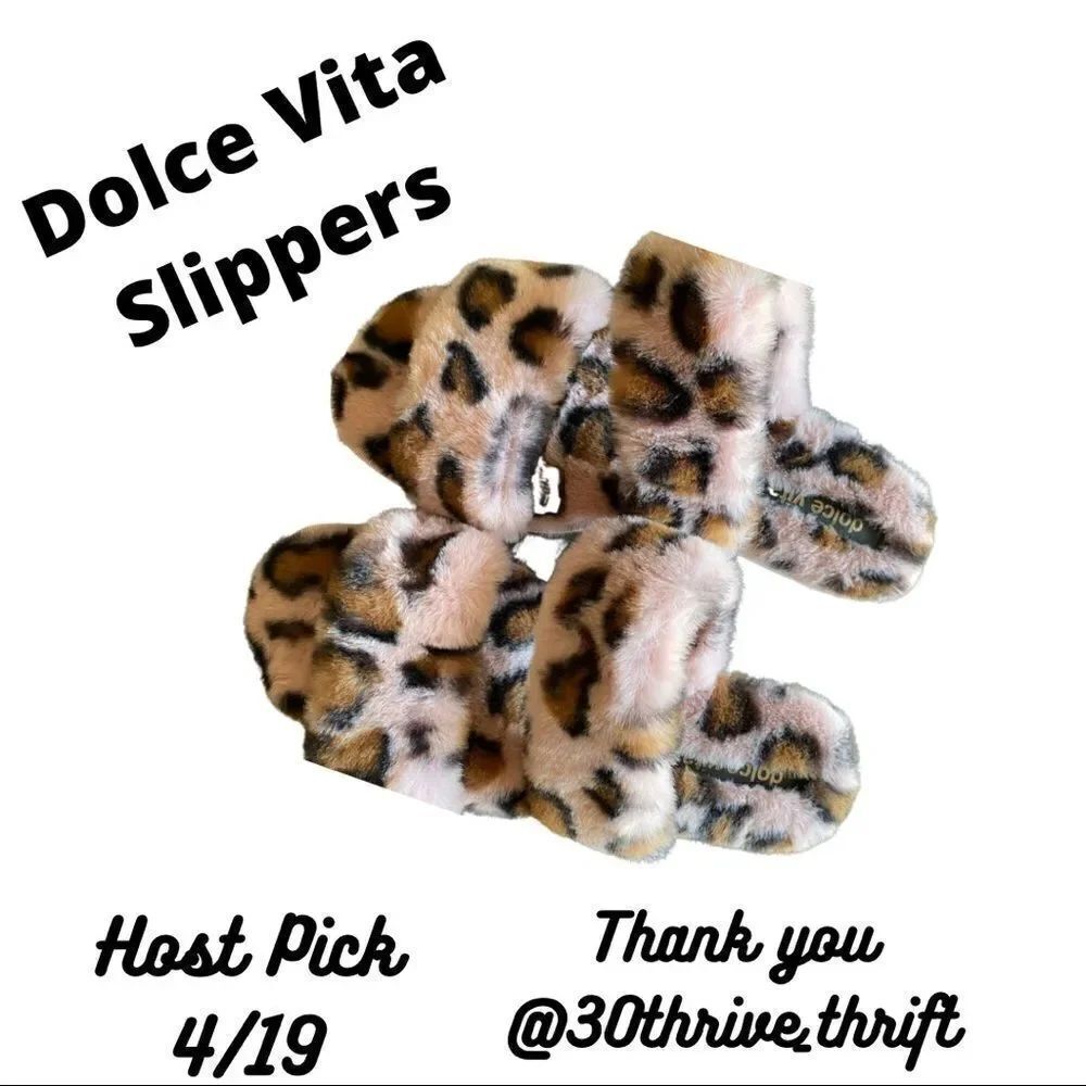NWOT Dolce Vita Animal Print Faux Fur Slippers